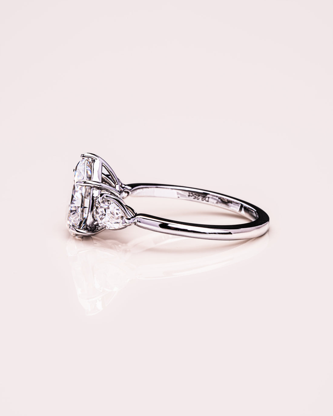 1.09 - 3.09 CT Pear F/VS2 CVD Diamond Three Stone Style Engagement Ring
