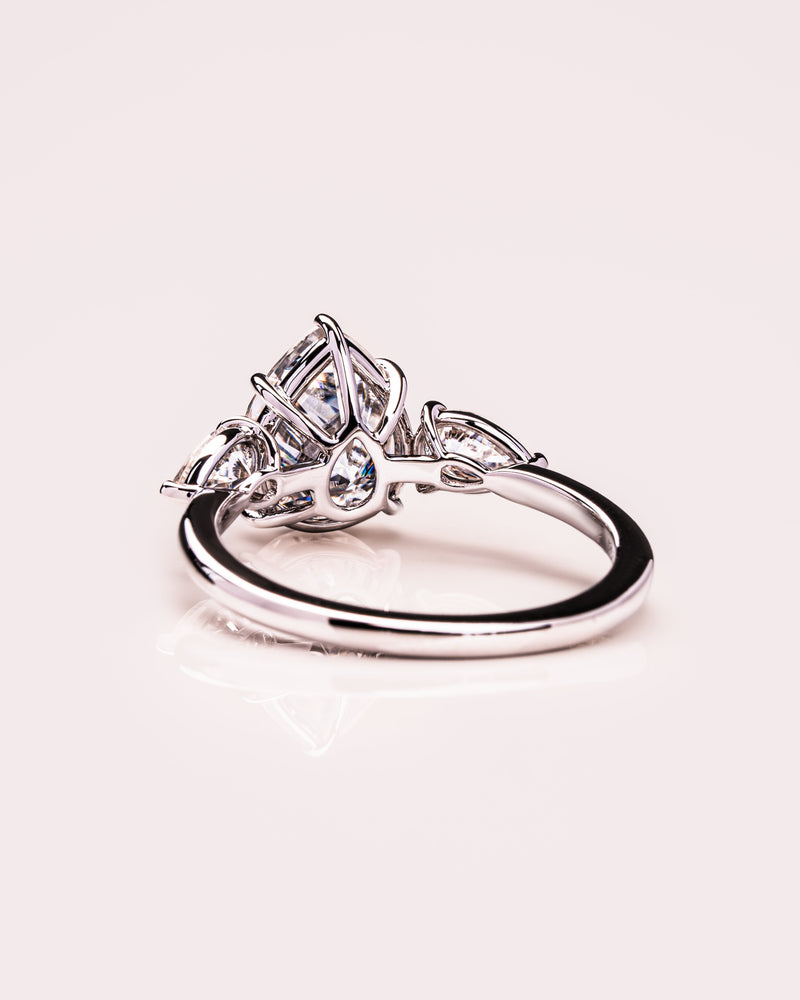 1.09 - 3.09 CT Pear F/VS2 CVD Diamond Three Stone Style Engagement Ring
