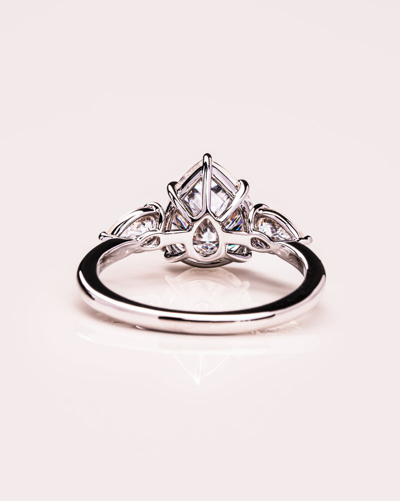 1.09 - 3.09 CT Pear F/VS2 CVD Diamond Three Stone Style Engagement Ring