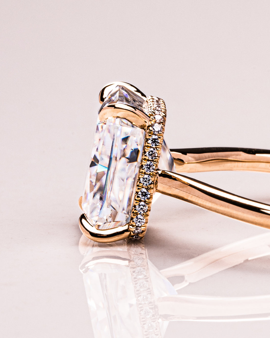 1.51 - 3.51 CT Radiant CVD Diamond Hidden Halo Engagement Ring