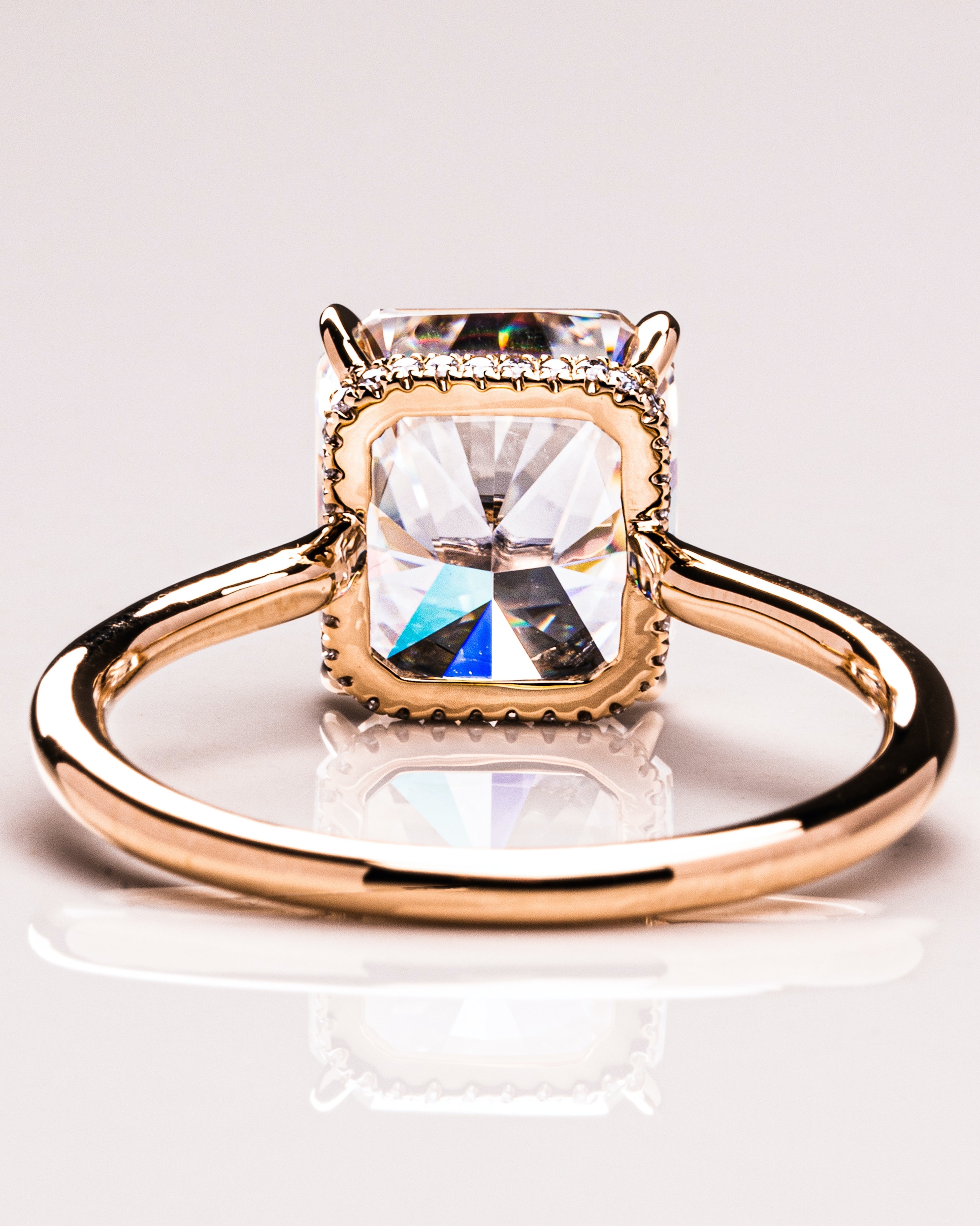 1.51 - 3.51 CT Radiant CVD Diamond Hidden Halo Engagement Ring