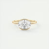 2CT East West Oval Cut Moissanite Half Bezel Solitaire Engagement Ring