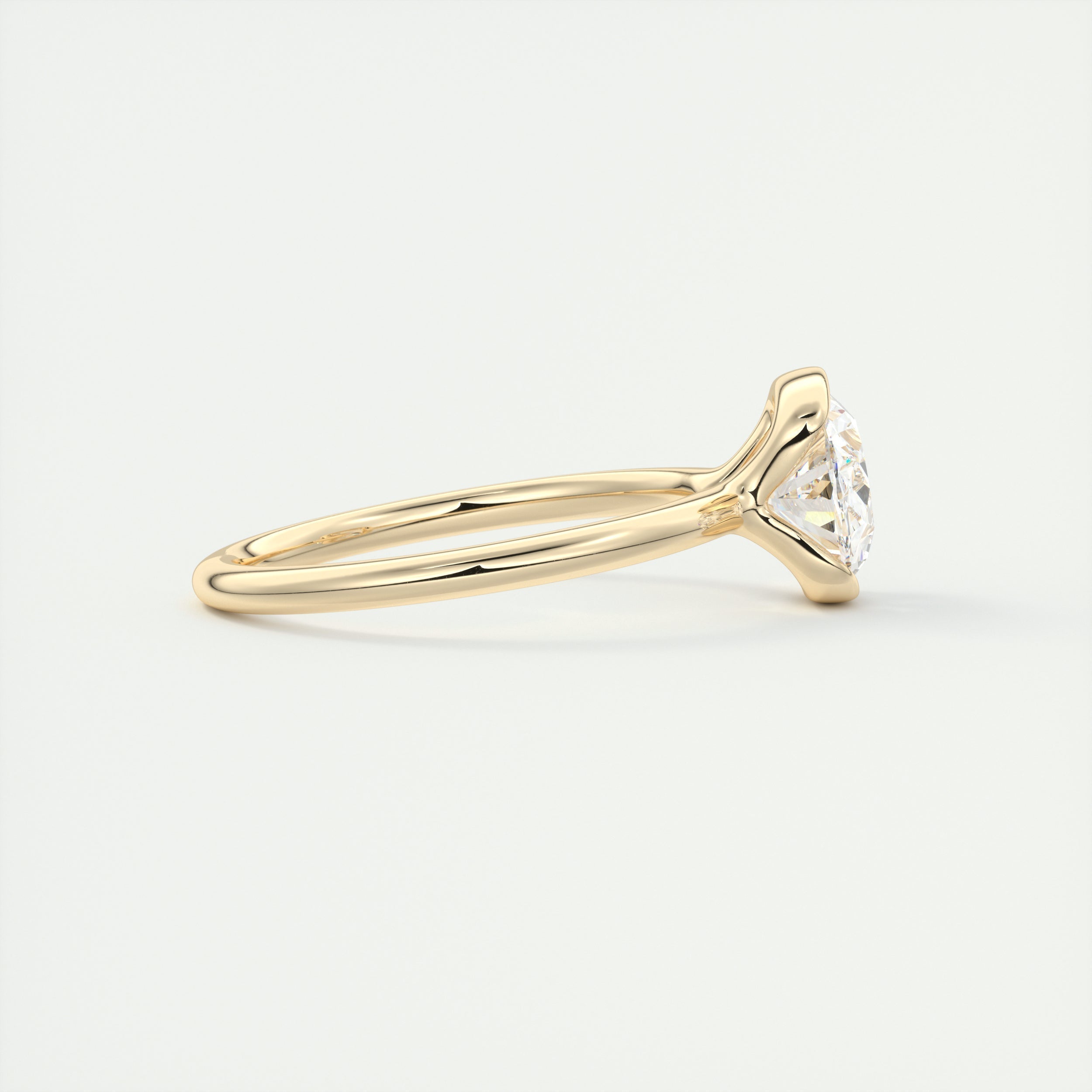 2CT East West Oval Cut Moissanite Half Bezel Solitaire Engagement Ring