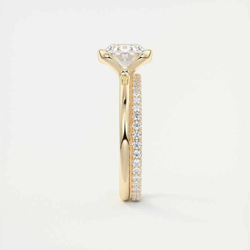 2CT East West Oval Cut Moissanite Half Bezel Solitaire Engagement Ring