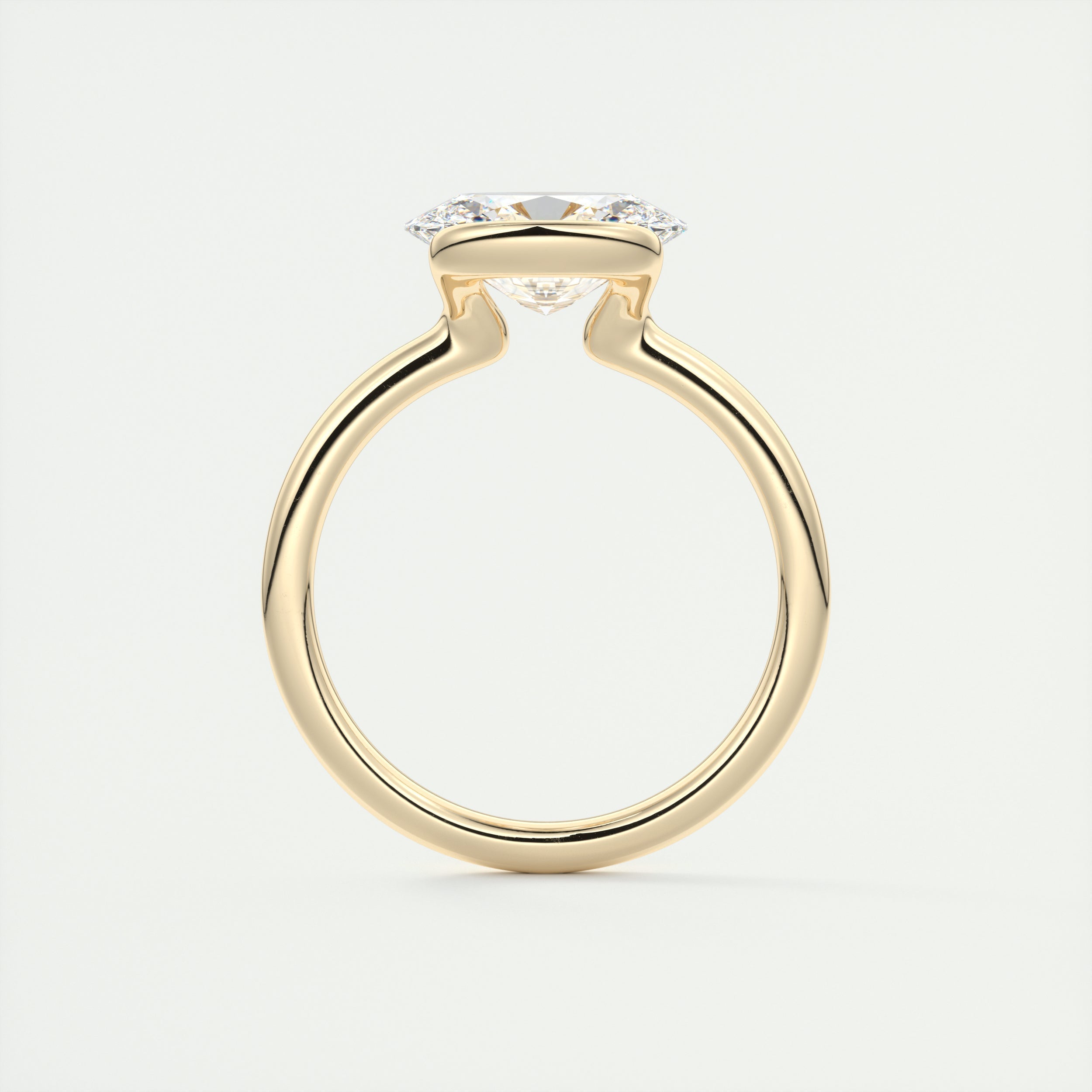 2CT East West Oval Cut Moissanite Half Bezel Solitaire Engagement Ring