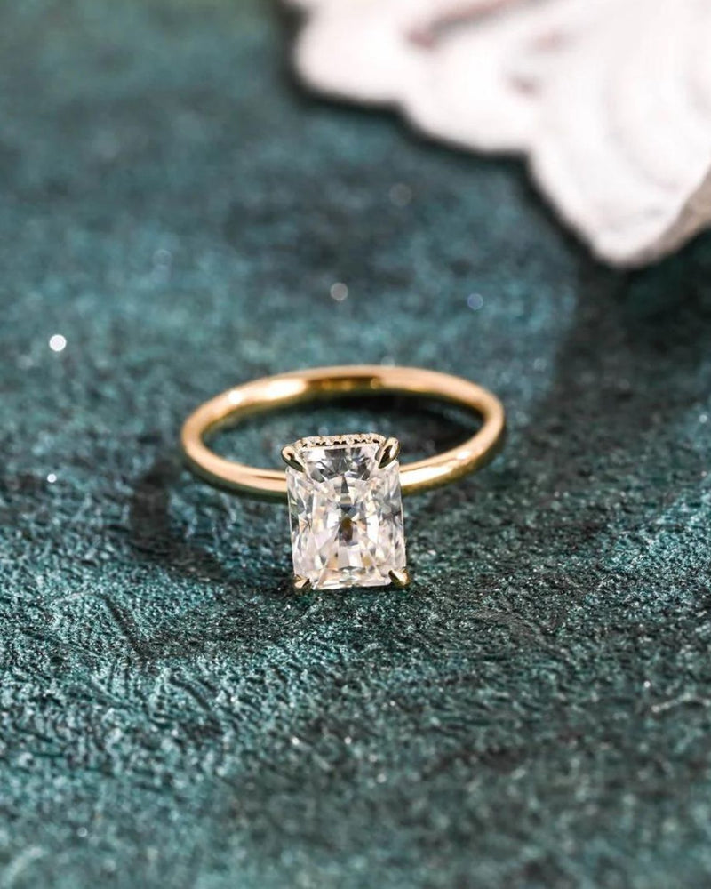 1.0-3.0 CT Radiant Cut  CVD Diamond Solitaire Engagement Ring