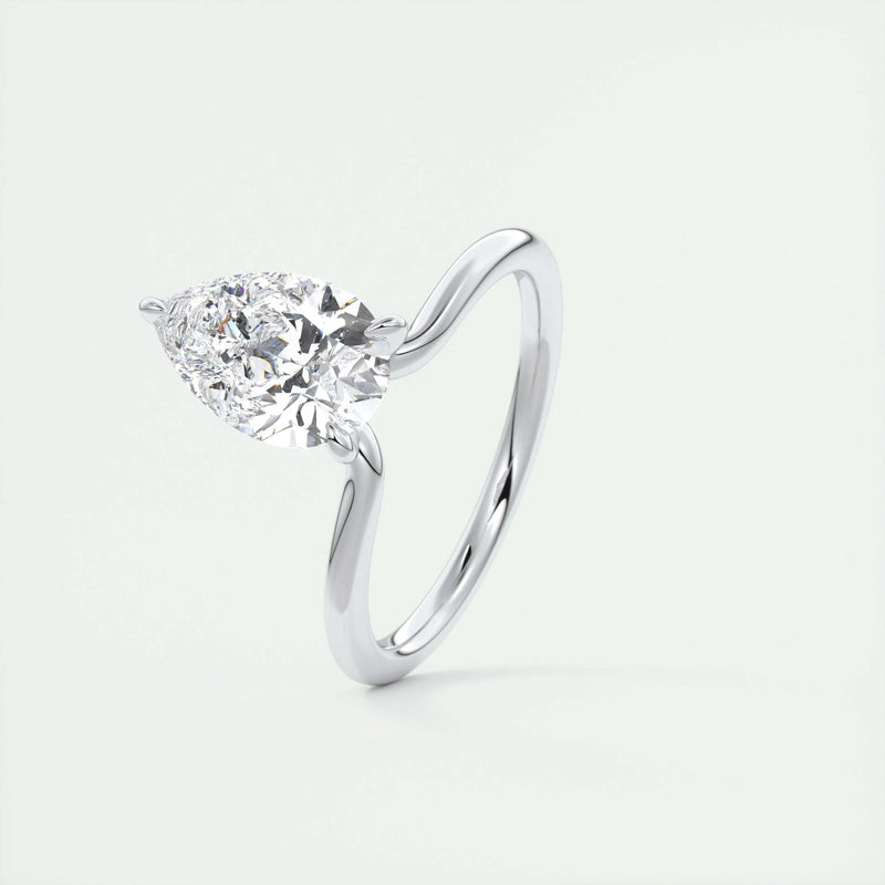 2.0 Ct Pear Cantilever Solitaire Moissanite Diamond Engagement Ring