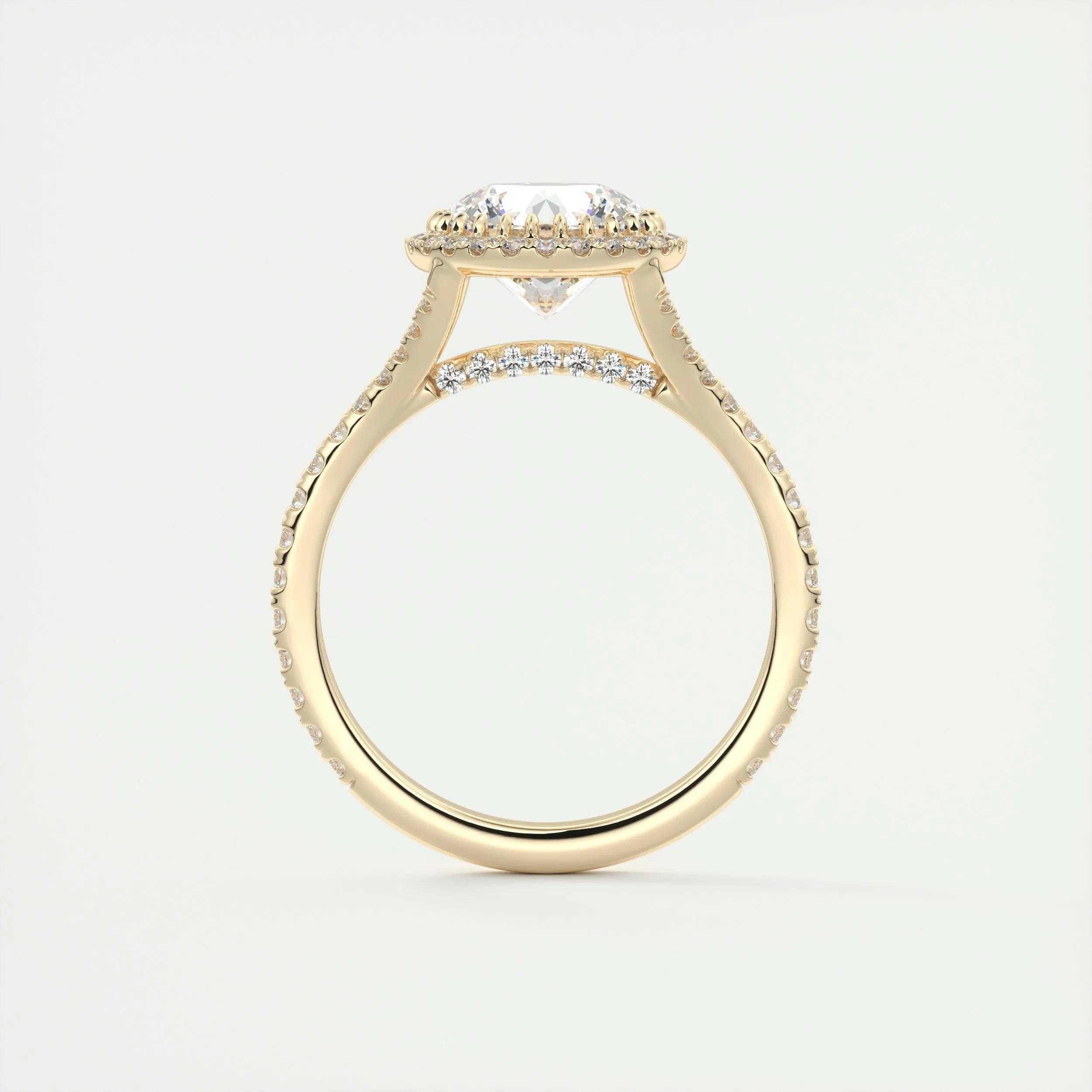 3.05 Ct Round Halo Cathedral Moissanite Diamond Engagement Ring