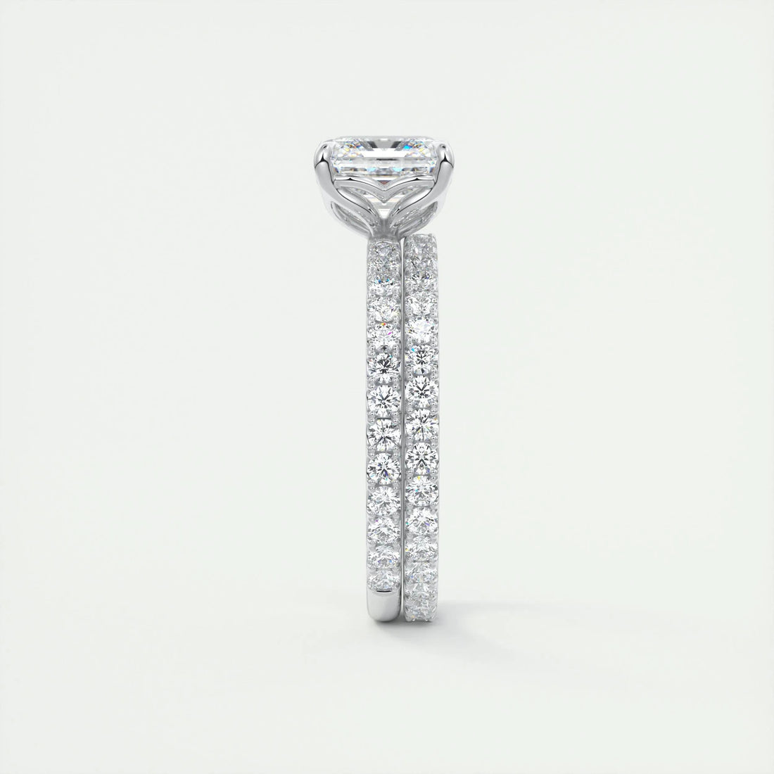 2.0 Ct Asscher  Pavé Moissanite  Diamond  Engagement Ring