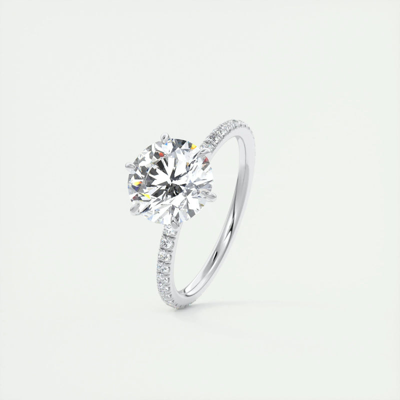 2.0 Ct  Round Cut Pave Moissanite  Diamond Engagement Ring