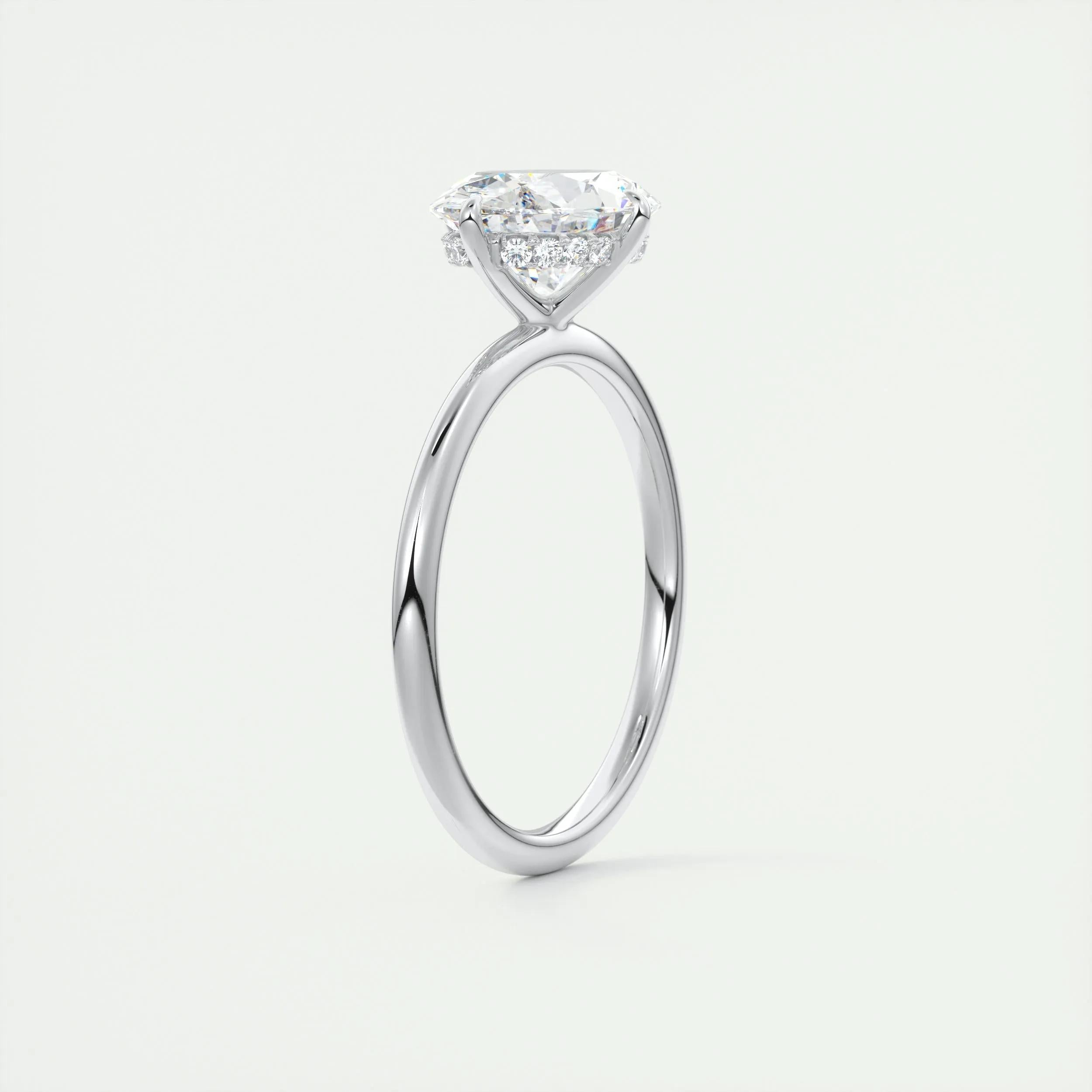 2.5 Ct Oval solitaire with Hidden Halo Moissanite Diamond Engagement Ring