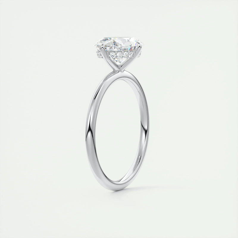 2.5 Ct Oval solitaire with Hidden Halo Moissanite Diamond Engagement Ring