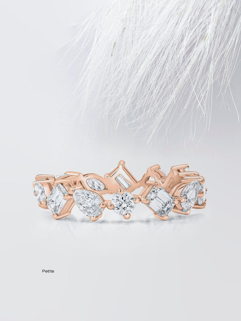 Mixed Shape Moissanite Eternity Diamond Wedding Band in Solid Gold