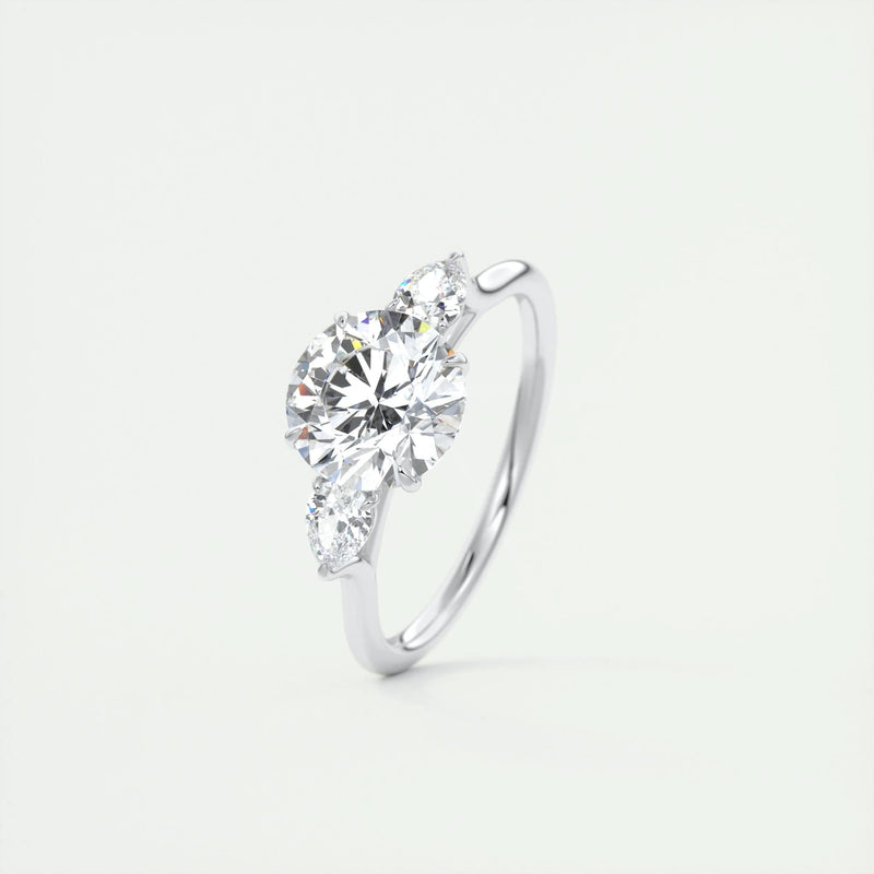 2.8 Ct Round Three Stone Moissanite Diamond Engagement Ring