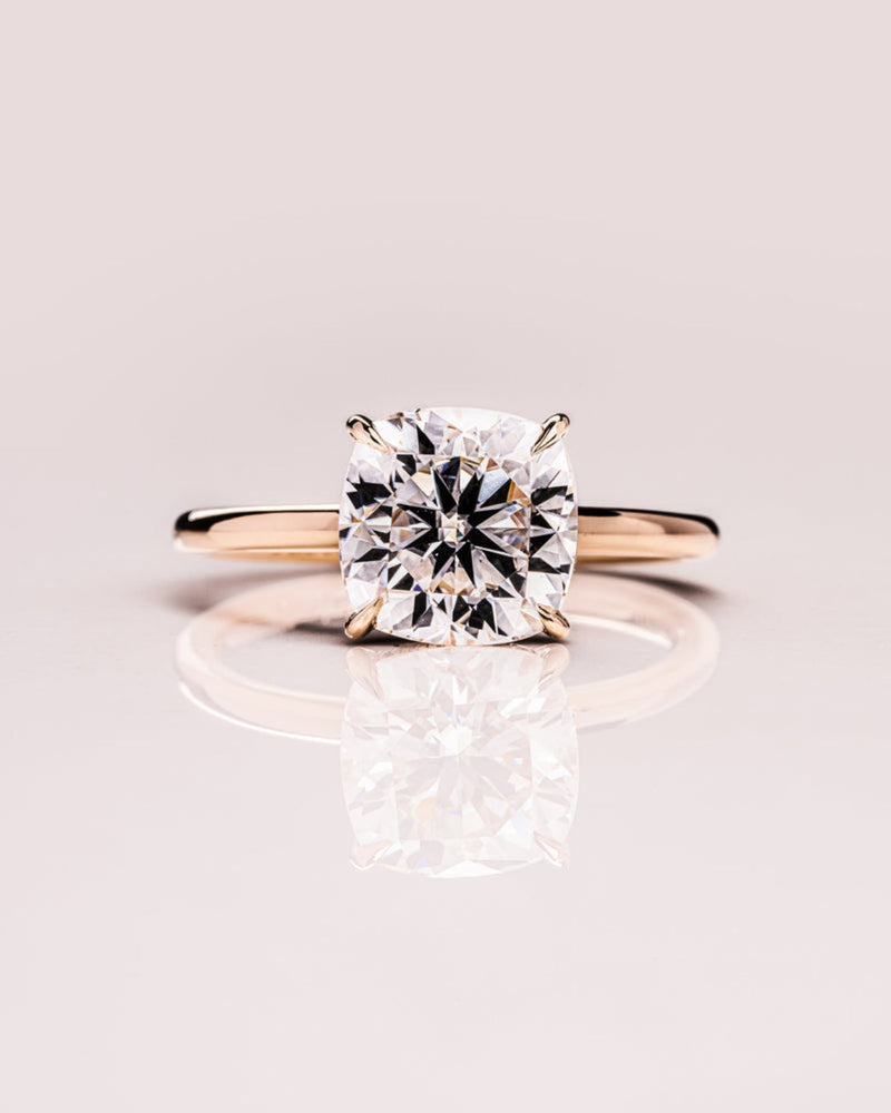 1.15 - 3.15 CT Cushion CVD Diamond Hidden Halo Engagement Ring