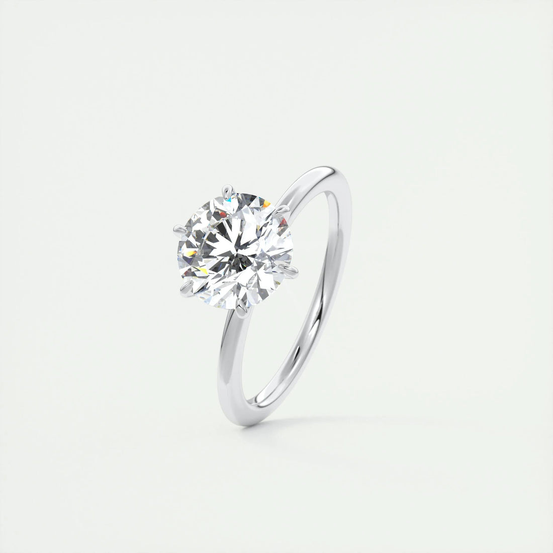 2.15 Ct Round Solitaire Flush Stacking Moissanite Diamond Engagement Ring