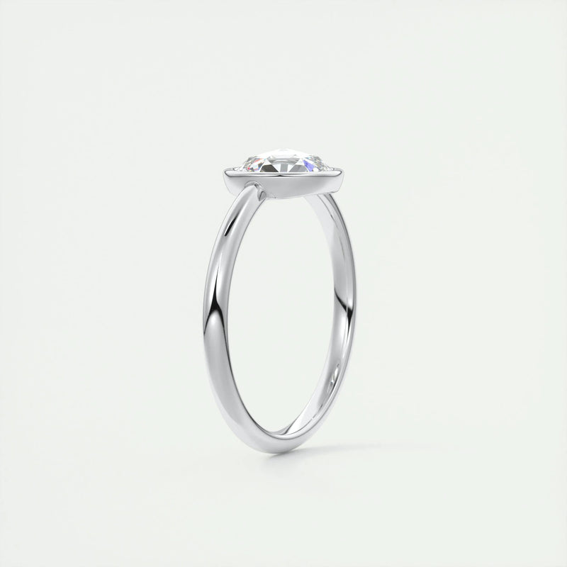 1.8 Ct Rose Cut Round Solitaire Full Bezel Moissanite Diamond  Engagement Ring