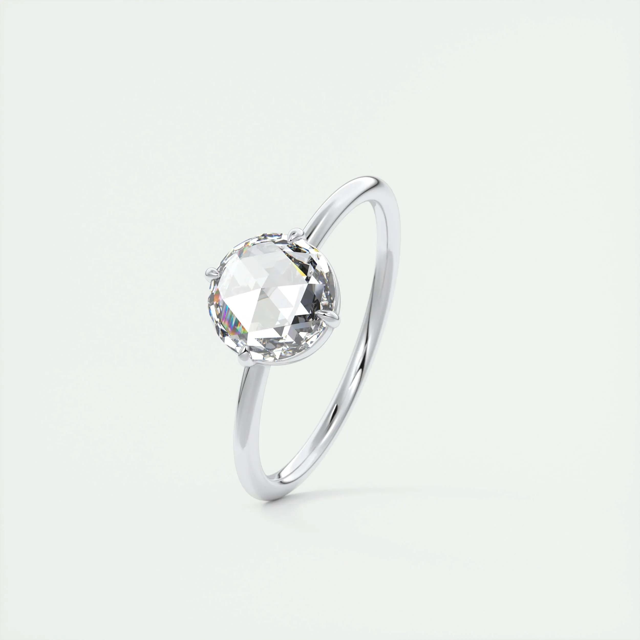 2.15 Ct Rose Cut Solitaire Full Bezel Moissanite Diamond Engagement Ring