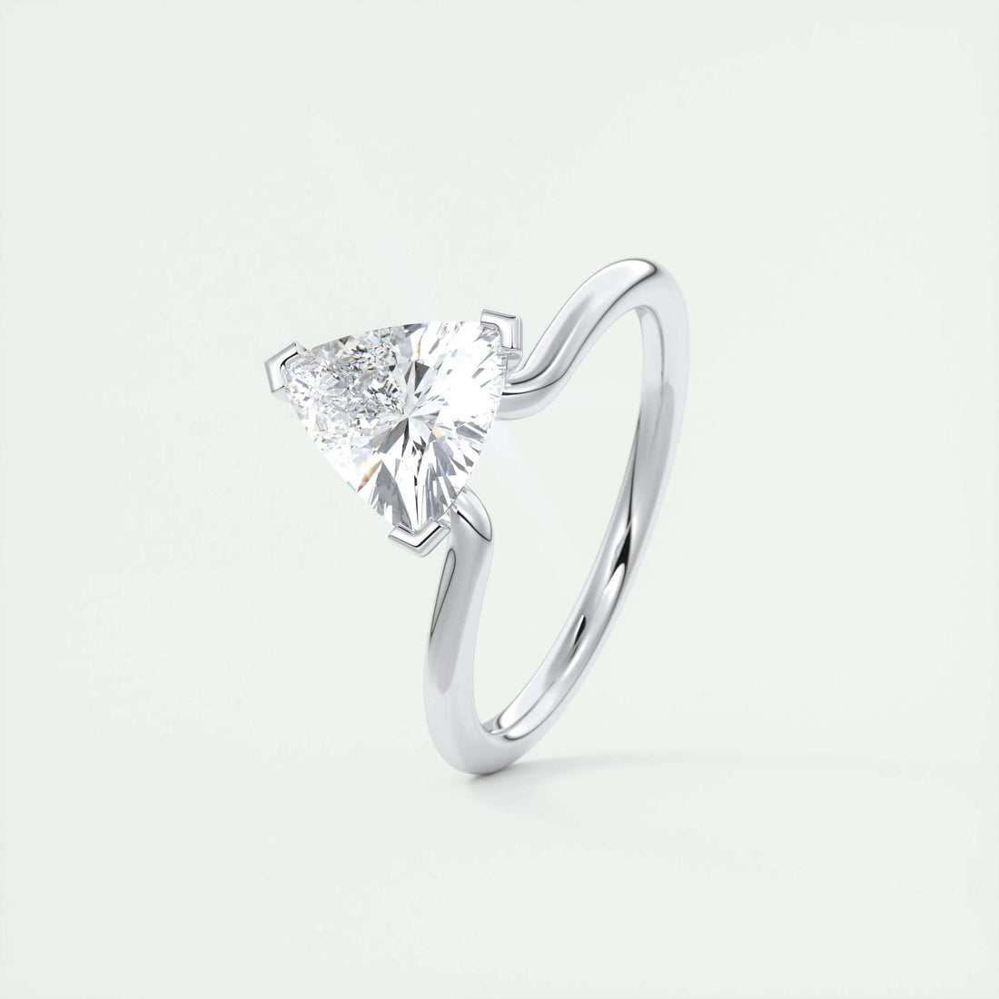2.1 Ct Trillion Cantilever Solitaire Moissanite Engagement Ring