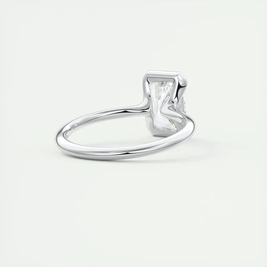 2.0 Ct Radiant Half Bezel Solitaire Moissanite Engagement Ring