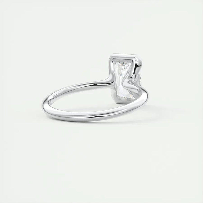 2.0 Ct Radiant Half Bezel Solitaire Moissanite Engagement Ring