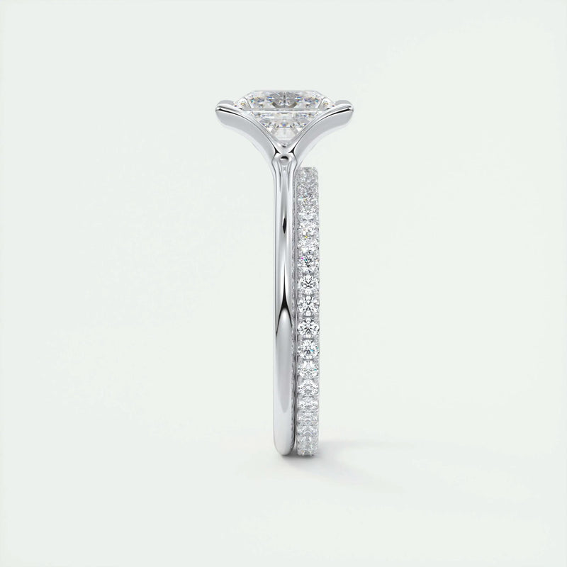 2.0 Ct Princess Half Bezel Solitaire Moissanite Diamond Engagement Ring