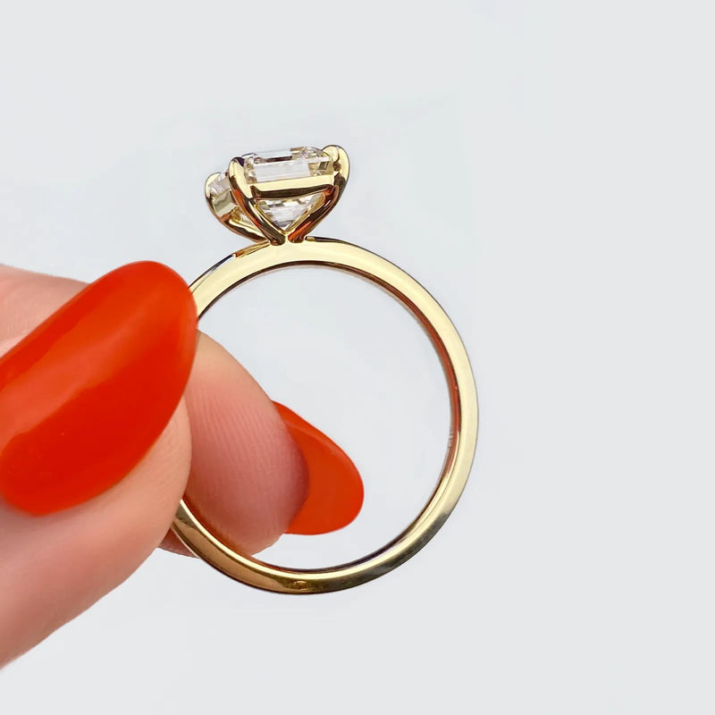 2.0 Ct Asscher Cut Moissanite Solitaire Diamond Engagement Ring