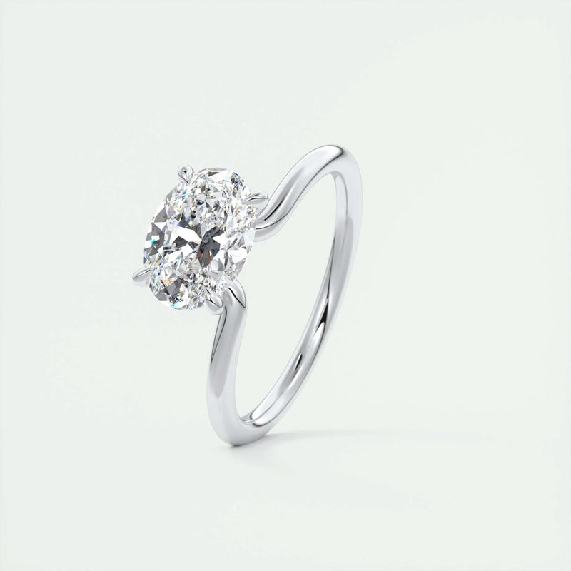 2.0 Ct Oval East West Cantilever Solitaire Moissanite Engagement Ring