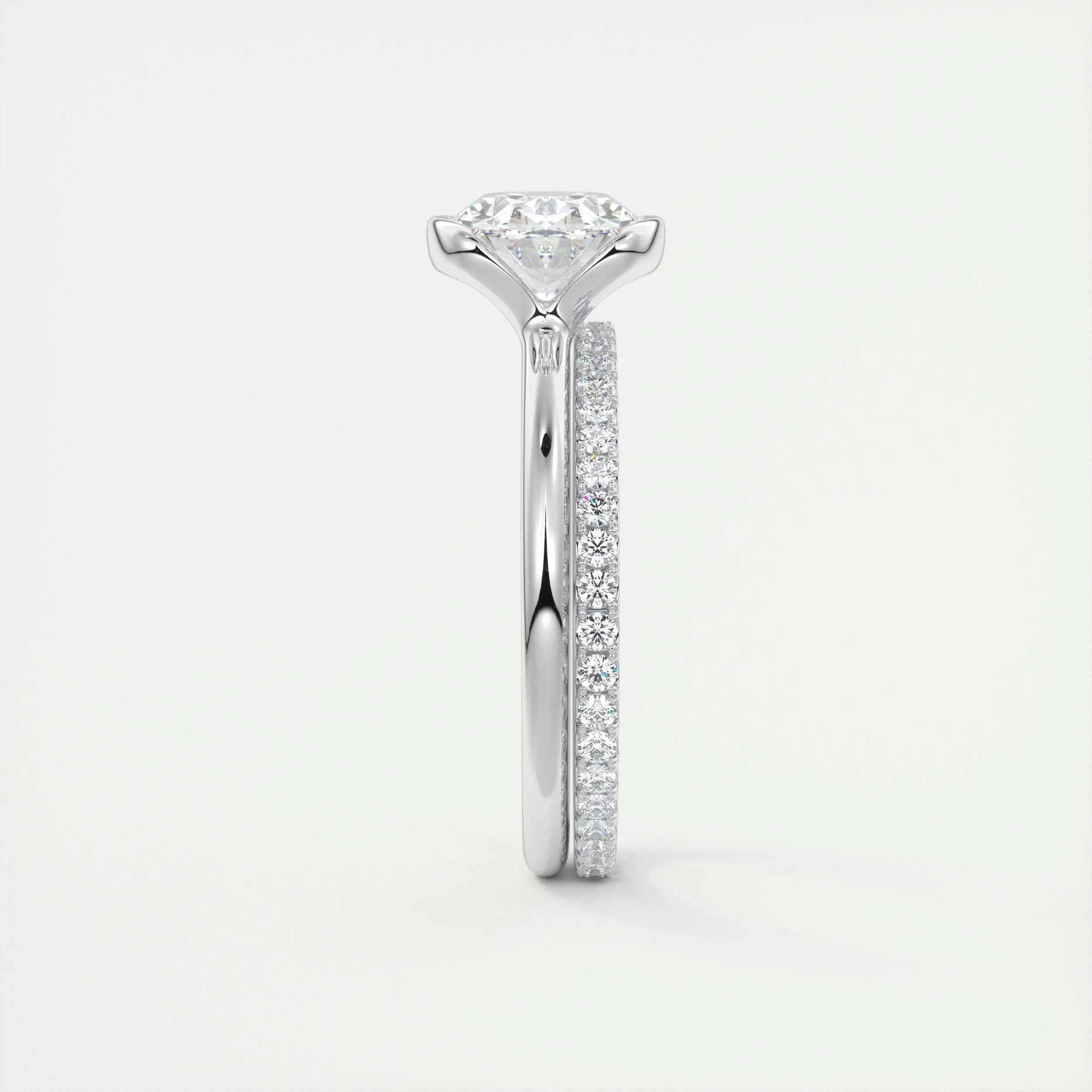 2.0 Ct Oval East West Half Bezel Solitaire Moissanite Diamond Engagement Ring