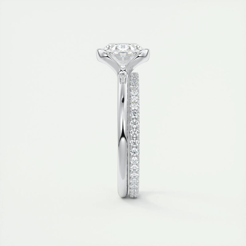 2.0 Ct Oval East West Half Bezel Solitaire Moissanite Diamond Engagement Ring