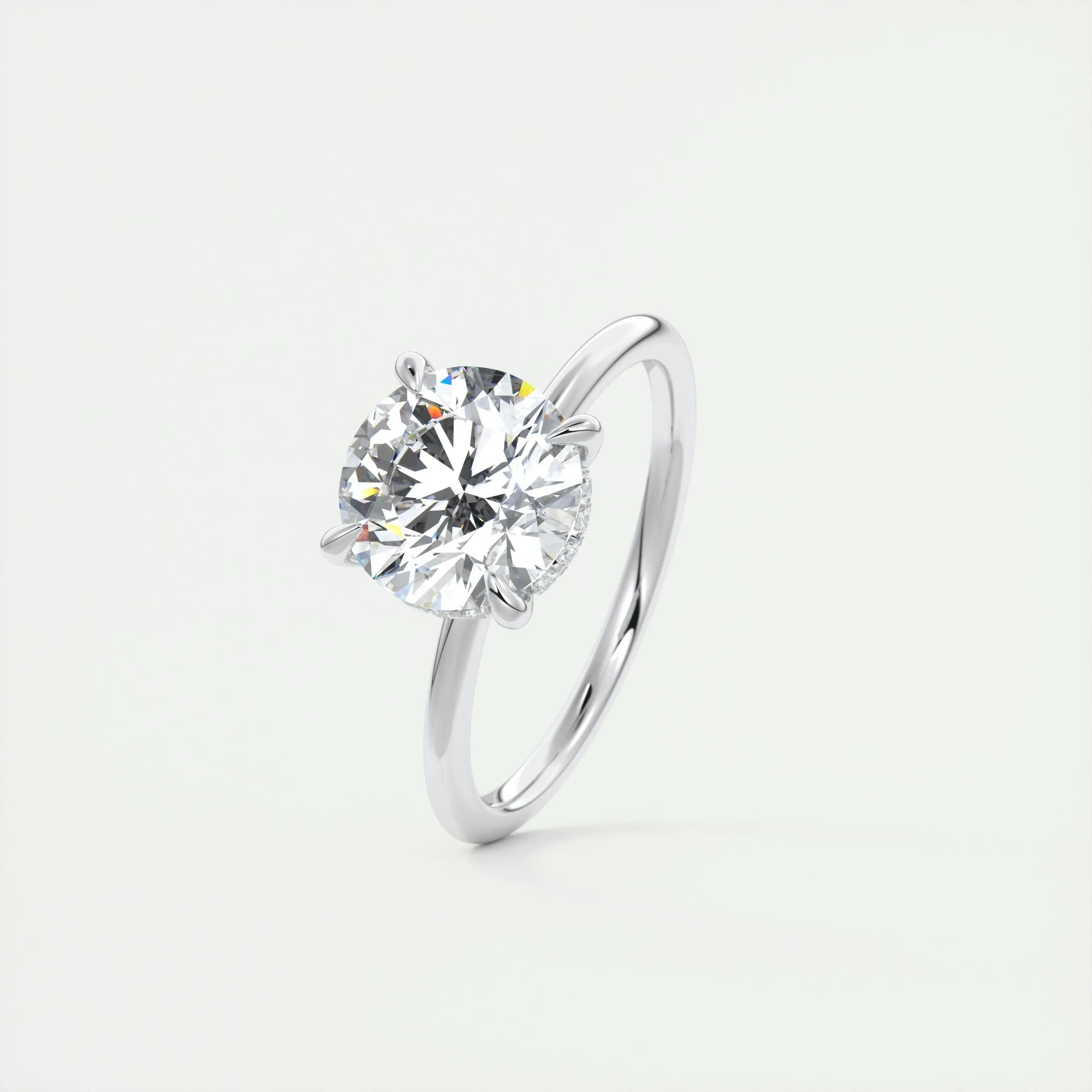 2.55 Ct Round Hidden Halo Moissanite Diamond Engagement Ring
