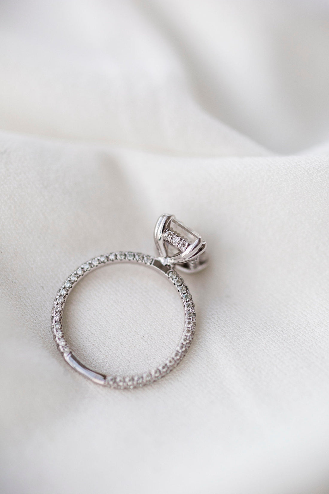 2.30CT Ascher Moissanite Hidden Halo Triple Pave Setting Engagement Ring