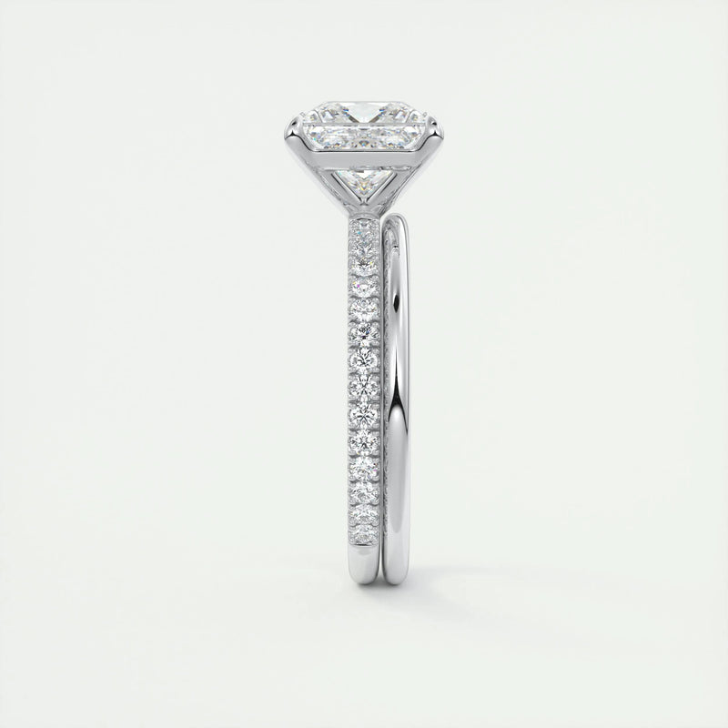 3.5 Ct Princess Pavé Moissanite Diamond Engagement Ring