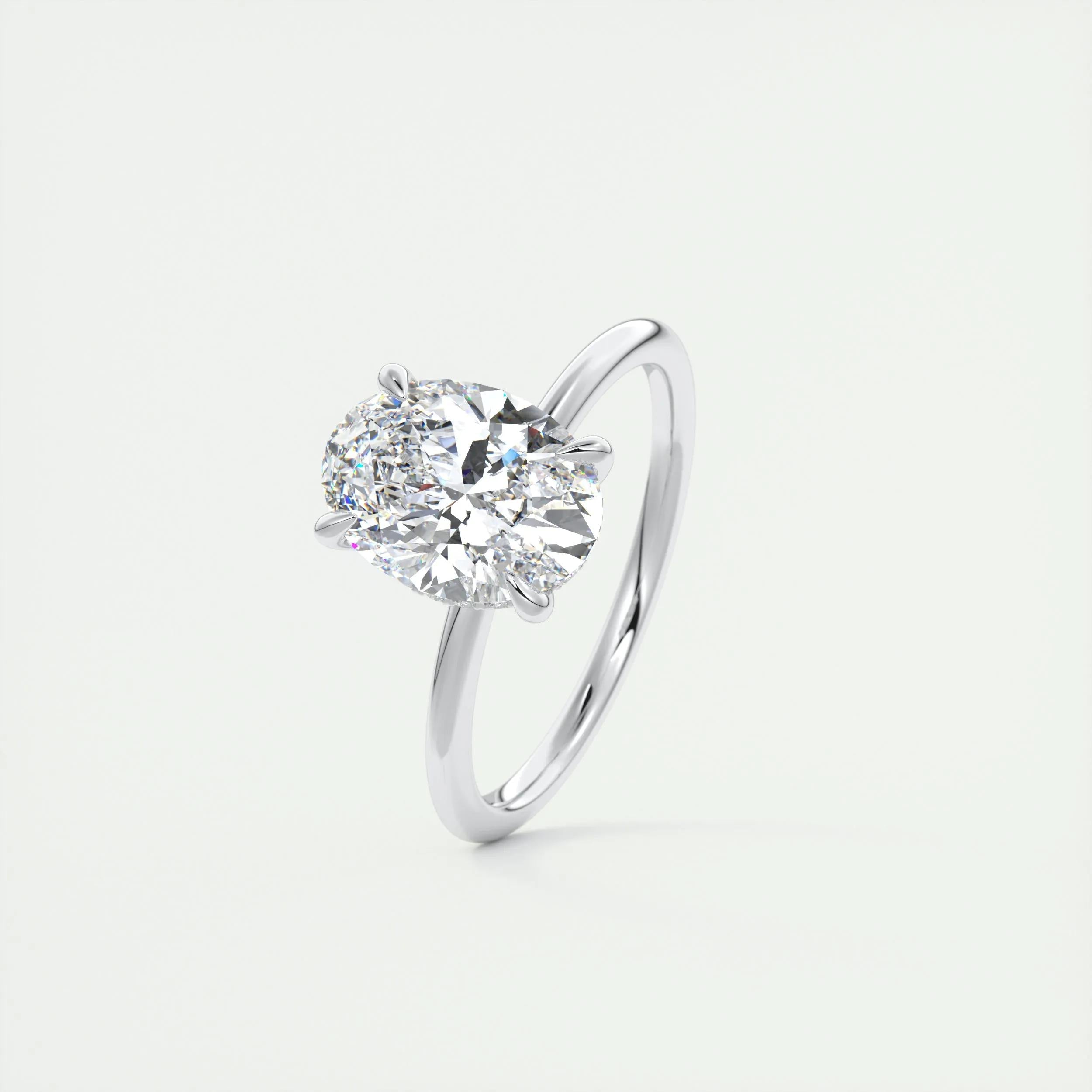 2.5 Ct Oval Solitaire With Hidden Halo Moissanite Diamond Engagement Ring