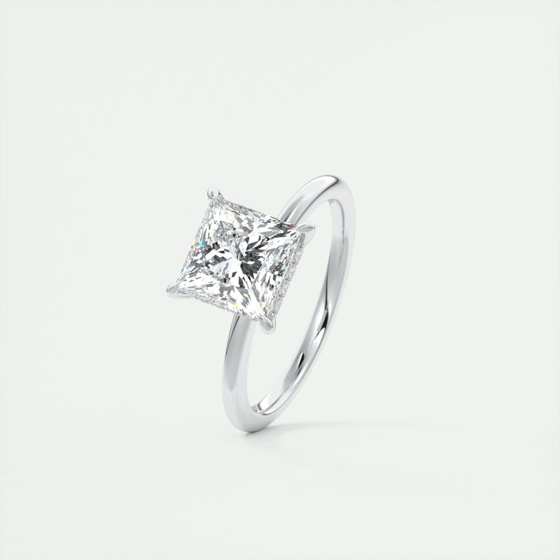 2.5 Ct Princess solitaire with Hidden Halo Moissanite Diamond Engagement Ring