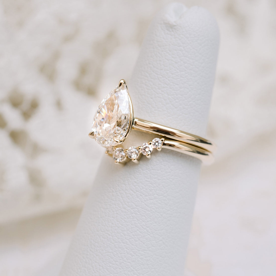 4.0ct Pear Cut Moissanite Solitaire Engagement Ring