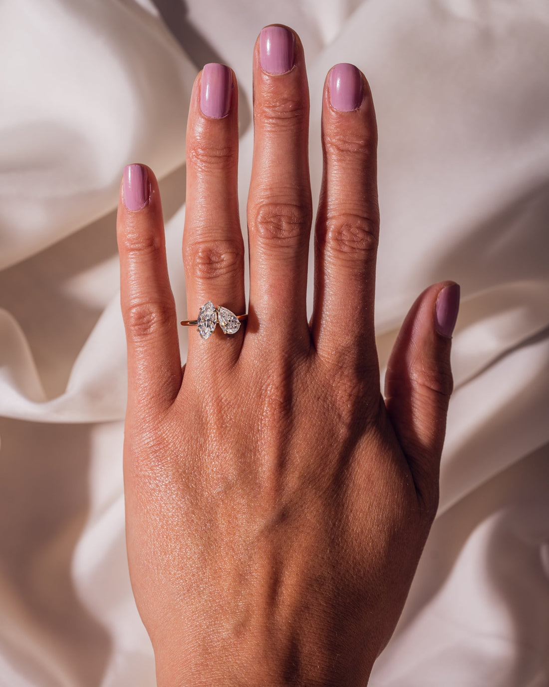 2.50 TCW Marquise & Pear E/VS2 CVD Diamond Two Stone Engagement Ring