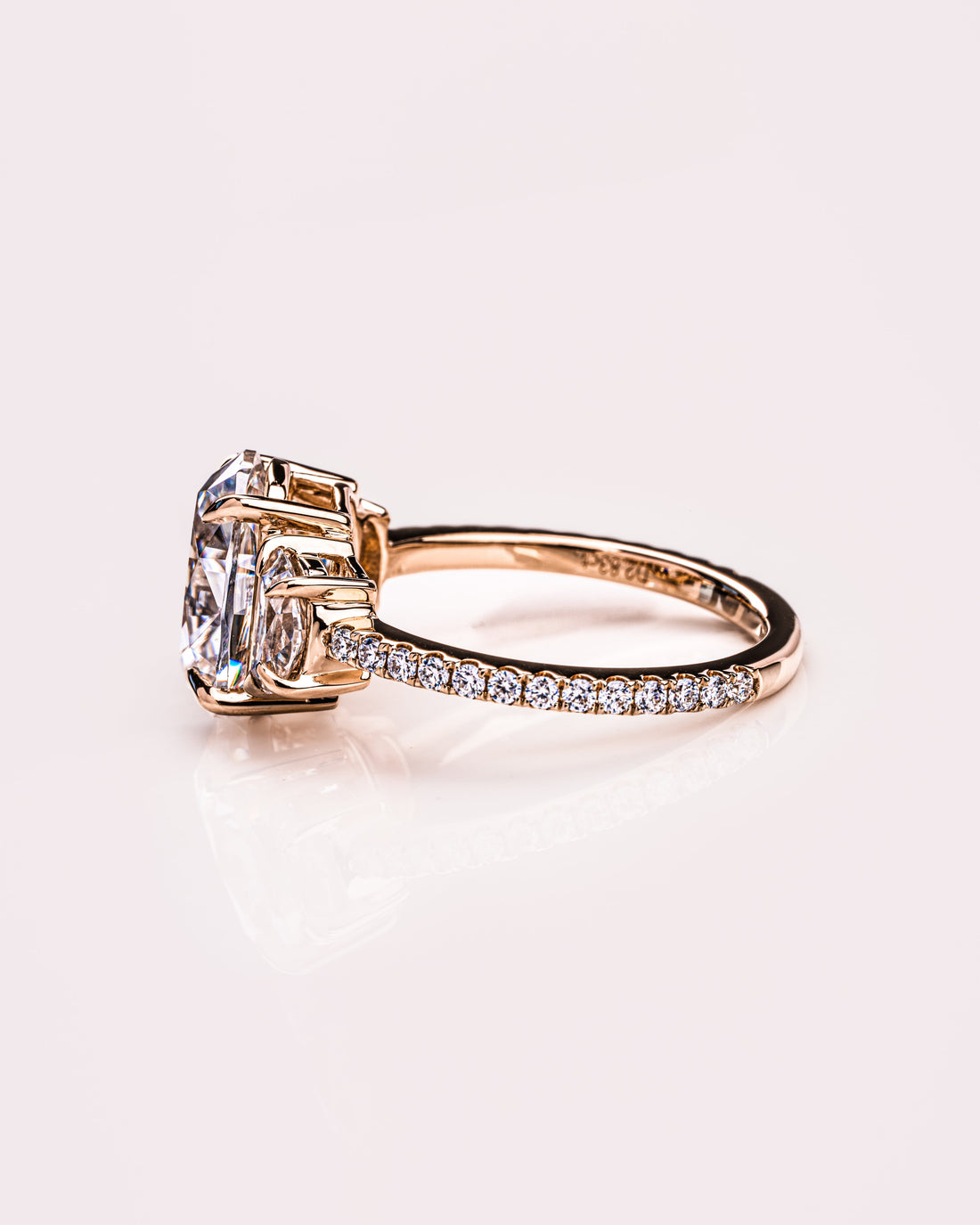 1.50 - 3.0 CT Oval  CVD Diamond Three Stone Style Engagement Ring