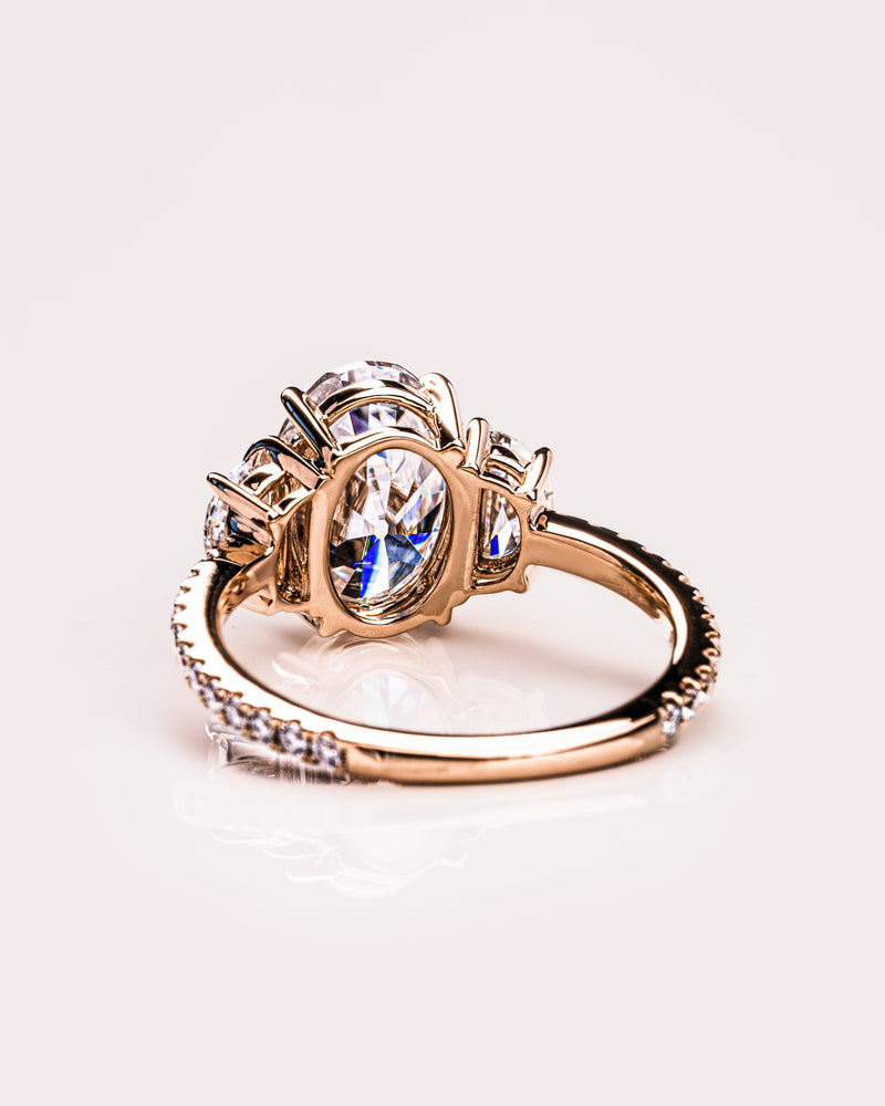 1.50 - 3.0 CT Oval  CVD Diamond Three Stone Style Engagement Ring