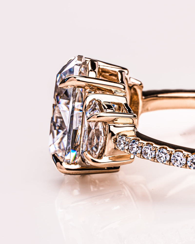 1.50 - 3.0 CT Oval  CVD Diamond Three Stone Style Engagement Ring