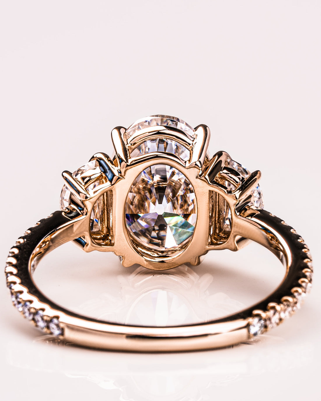 1.50 - 3.0 CT Oval  CVD Diamond Three Stone Style Engagement Ring