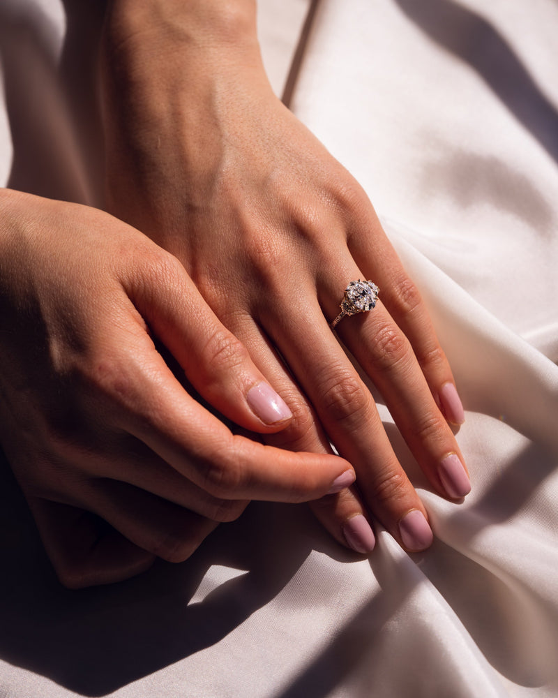 1.50 - 3.0 CT Oval  CVD Diamond Three Stone Style Engagement Ring