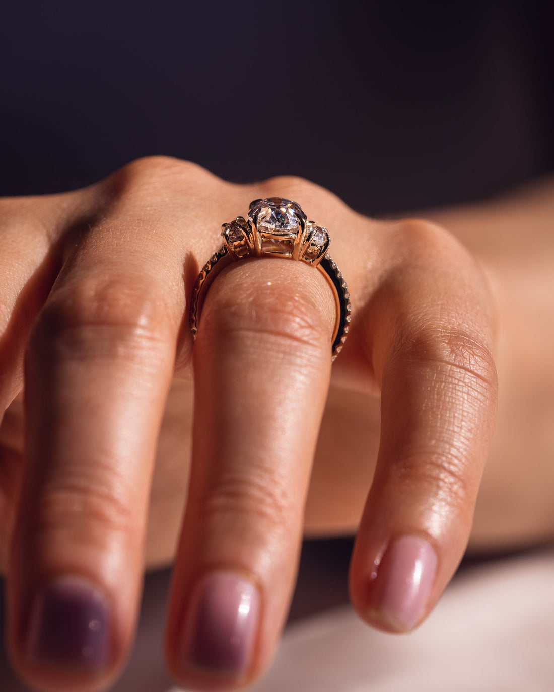 1.50 - 3.0 CT Oval  CVD Diamond Three Stone Style Engagement Ring
