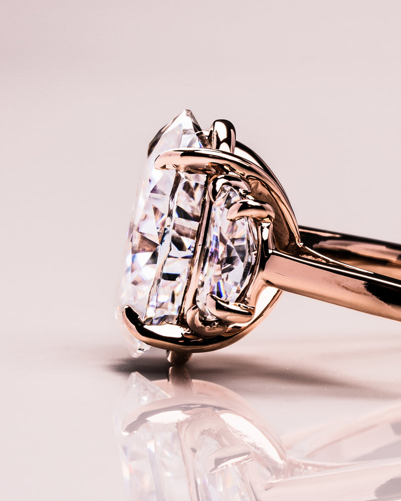 1.0 - 3.0 CT Oval CVD Diamond Three Stones Engagement Ring