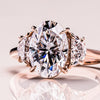 1.0 - 3.0 CT Oval CVD Diamond Three Stones Engagement Ring