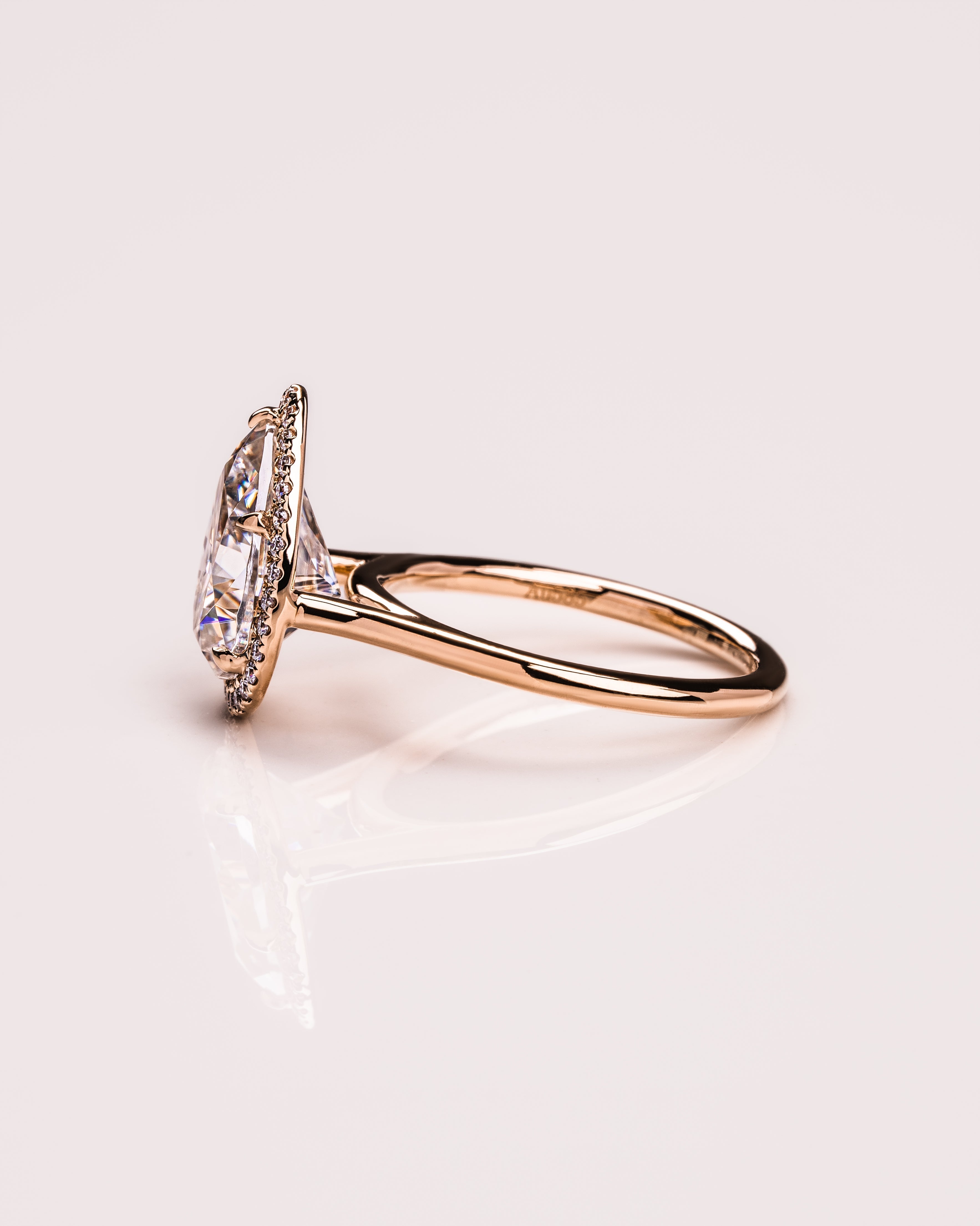 2.0-3.50 CT Pear CVD Diamond Halo Engagement Ring