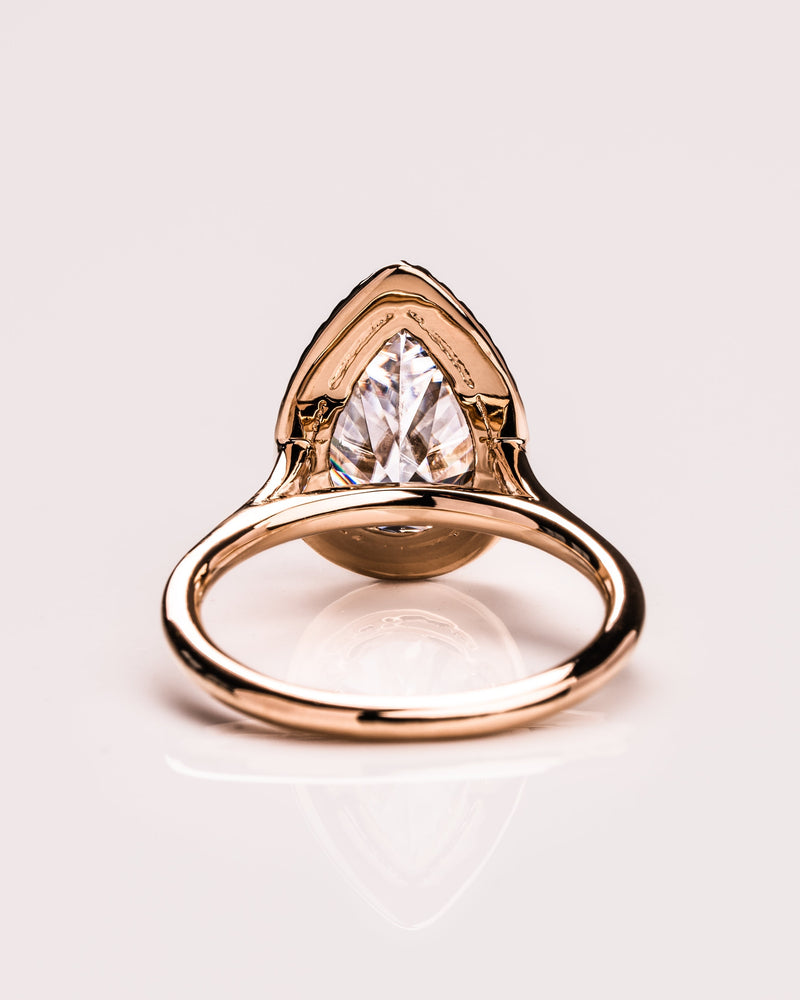 2.0-3.50 CT Pear CVD Diamond Halo Engagement Ring