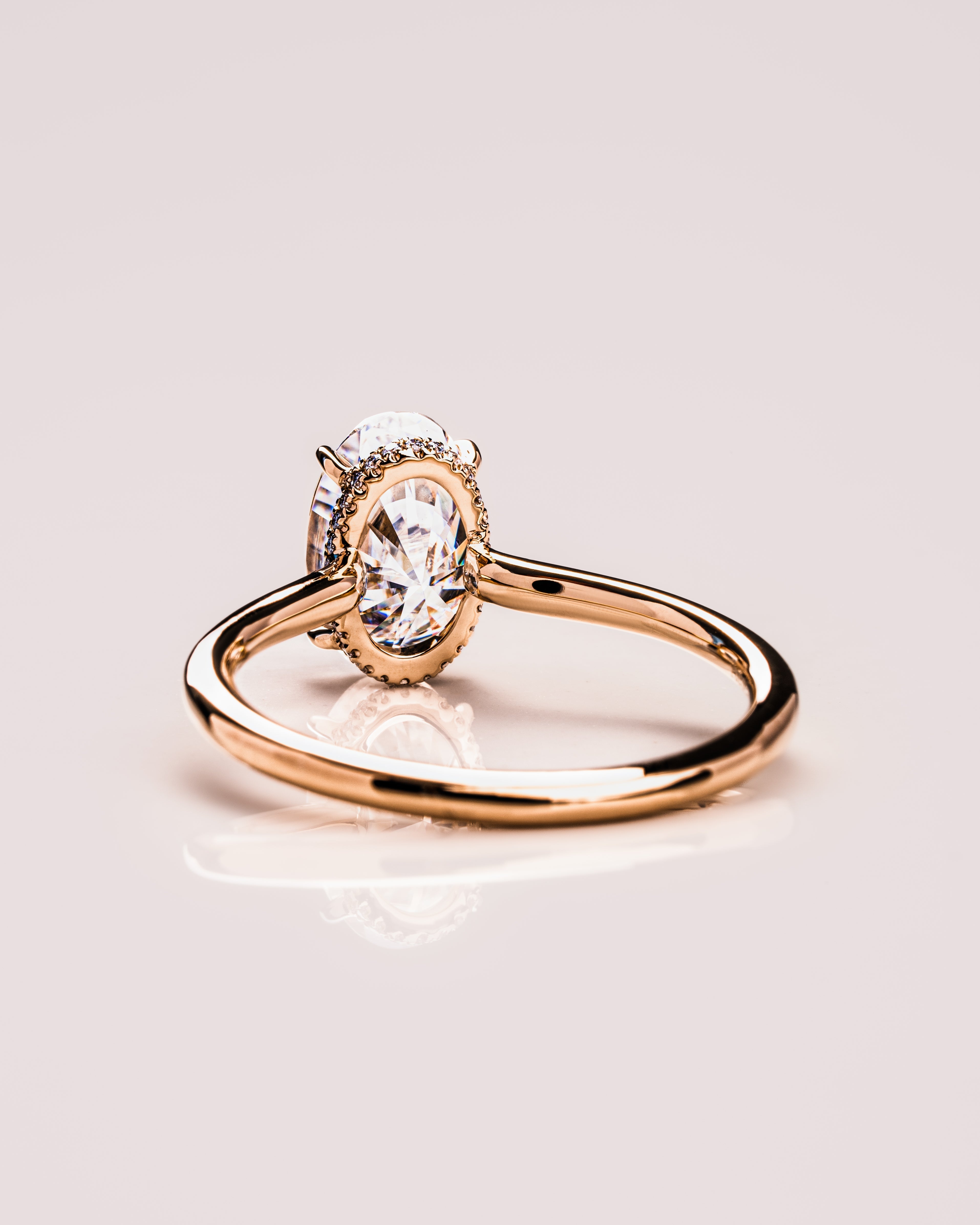 2.0  - 3.74 CT Oval  CVD Diamond Hidden Halo Engagement Ring