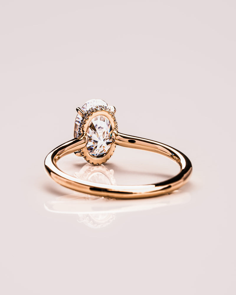 2.0  - 3.74 CT Oval  CVD Diamond Hidden Halo Engagement Ring