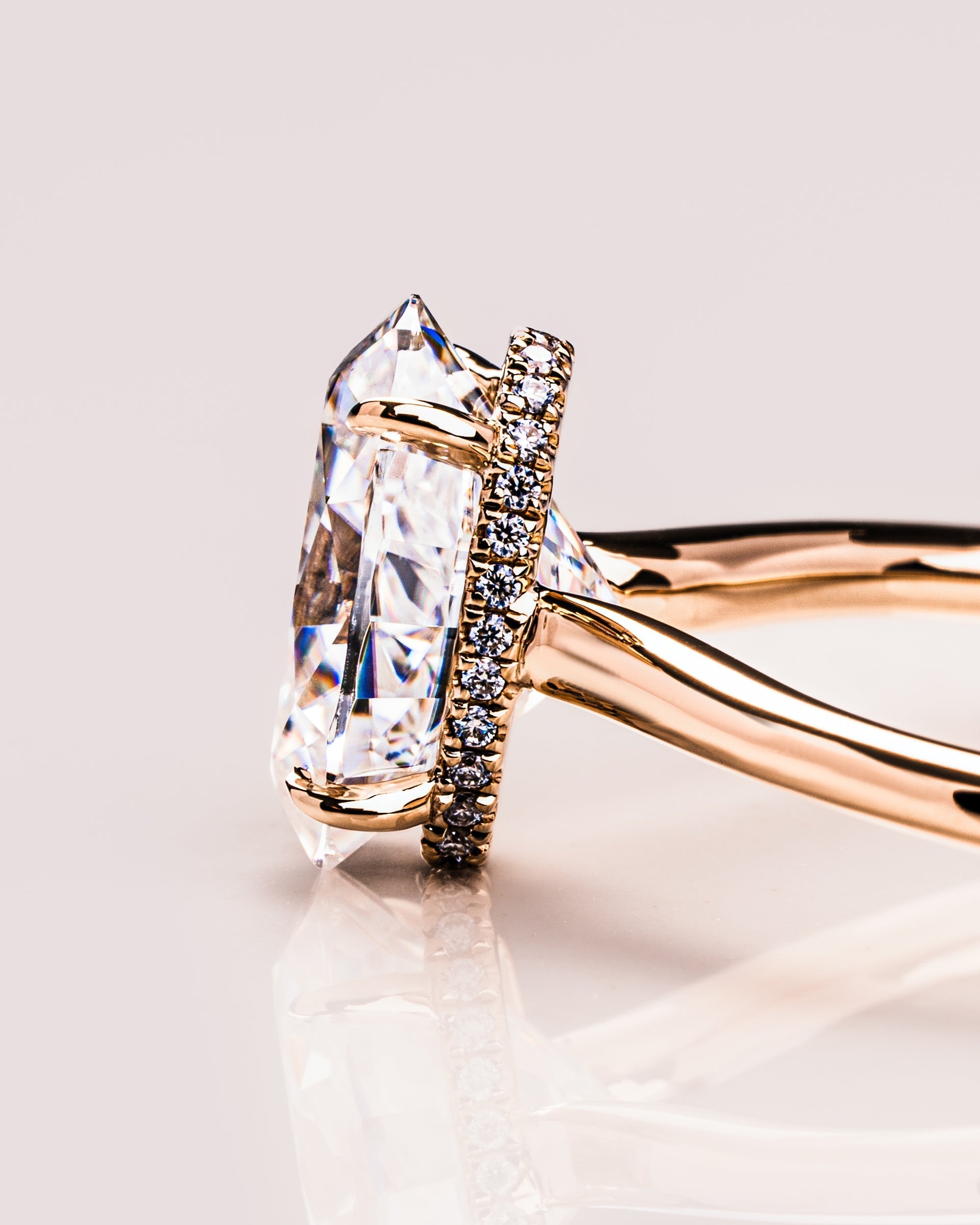 2.0  - 3.74 CT Oval  CVD Diamond Hidden Halo Engagement Ring